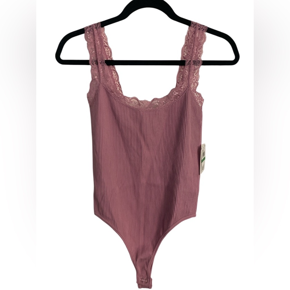 Hippie Rose Orchid Haze Lace-Trimmed Bodysuit L NWT